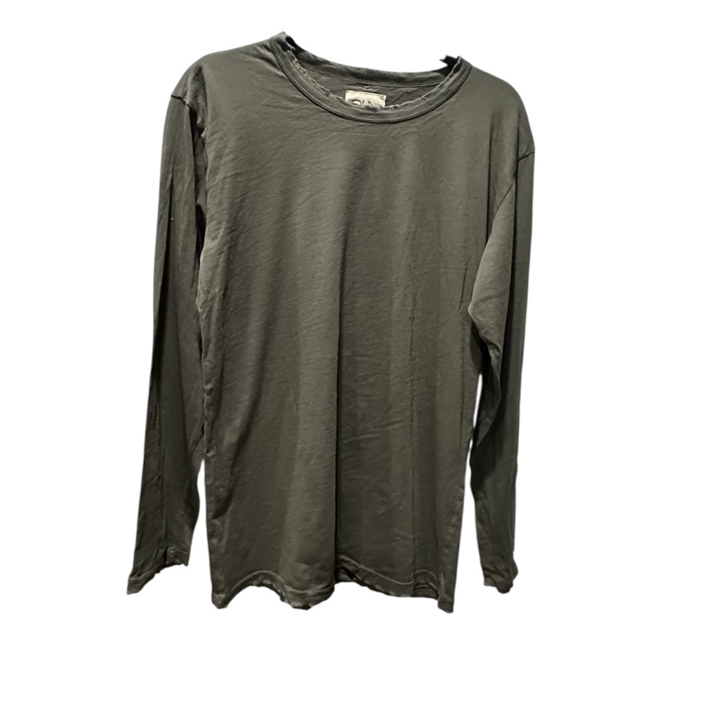 Chaser Army Green Scoop Neck Top Long Sleeve Distressed Hem Large NEW NWT